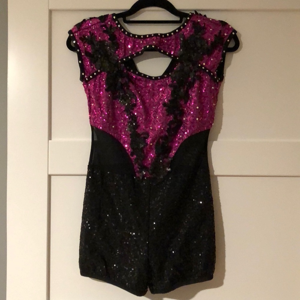Glamour costumes black and purple jazz one piece